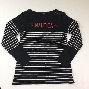 Nautica Tops - Women’s Nautica Striped Spell Out Shirt LS M Nautica Tops - Women’s Nautica Striped Spell Out Shirt LS M